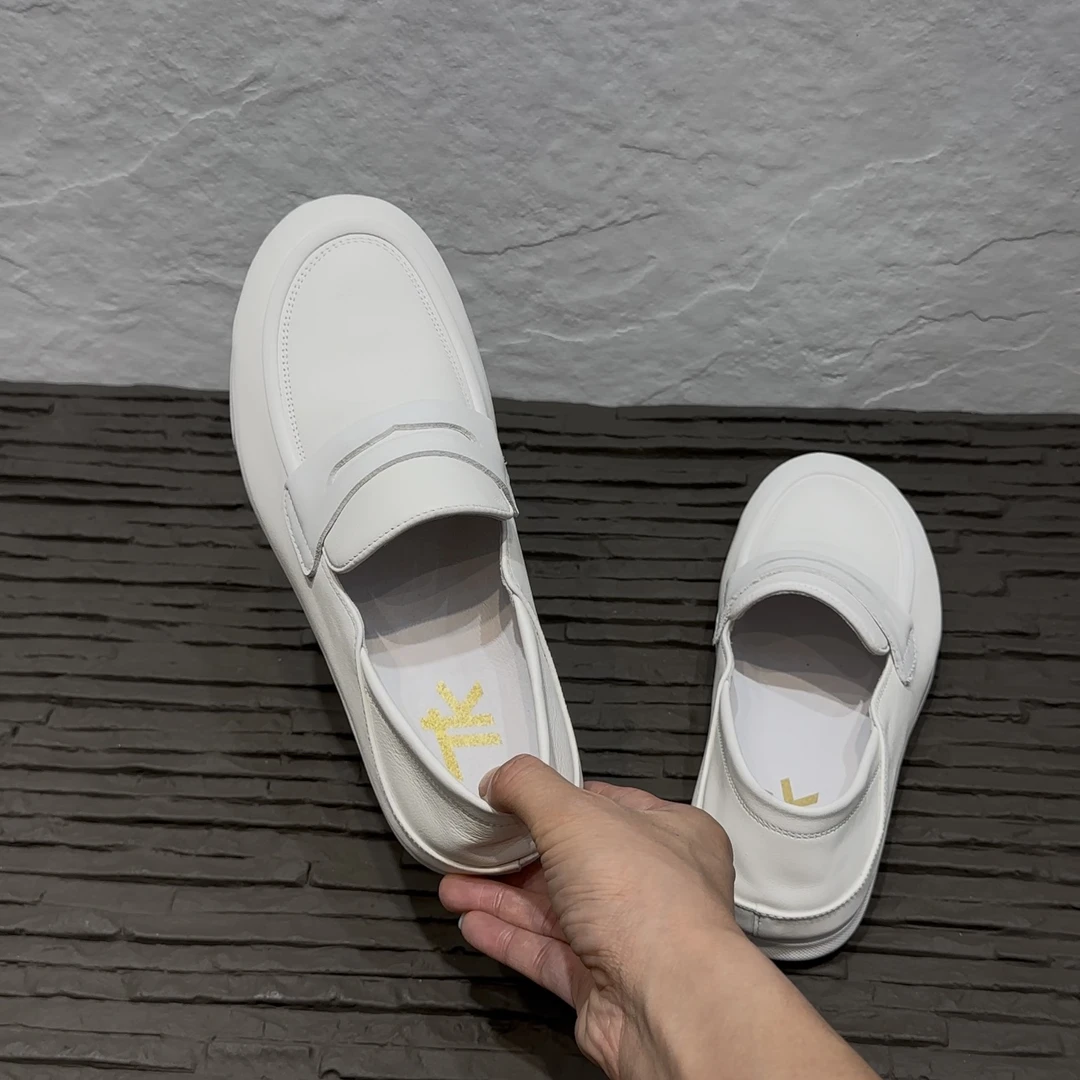 休闲透气平底乐福鞋夏季一脚蹬豆豆鞋白色低帮时尚软底