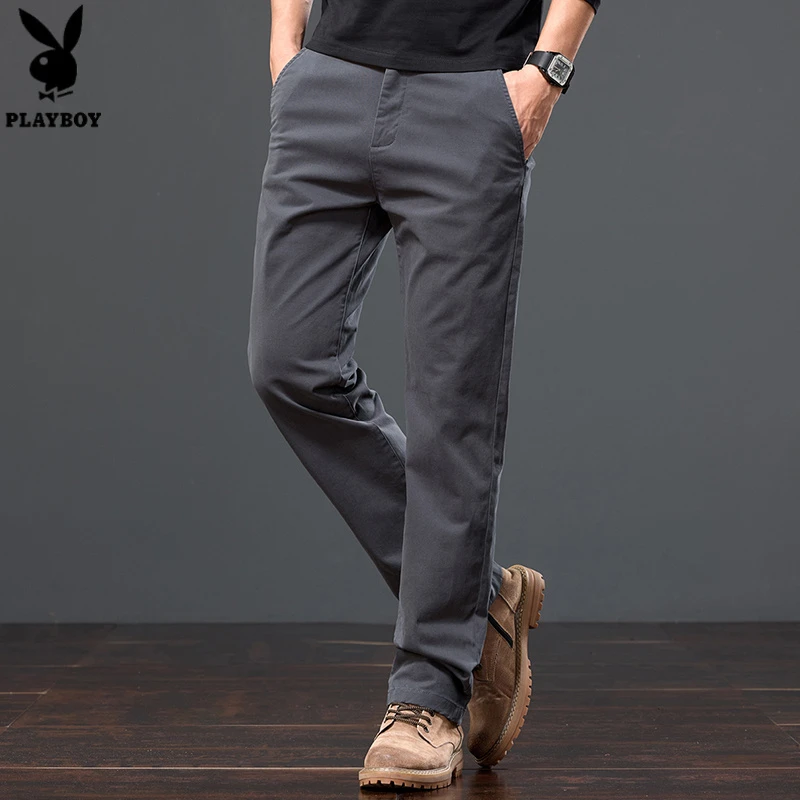 花花公子裤子直筒修身高端商务纯棉透气男裤百搭潮流帅气休闲西裤
