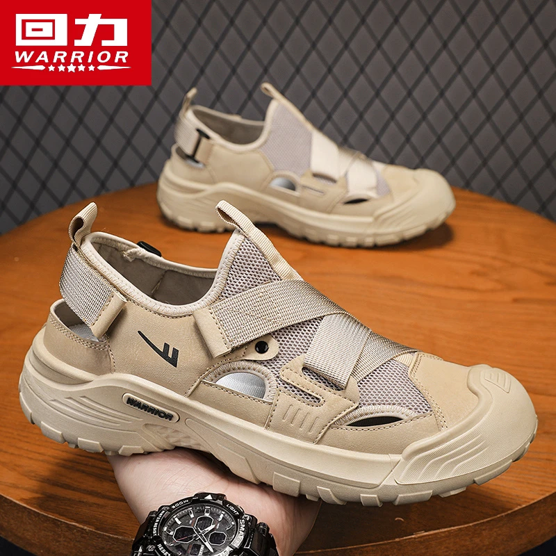 回力男鞋夏季包头网面凉鞋男2025新款休闲沙滩洞洞鞋子涉水溯溪鞋