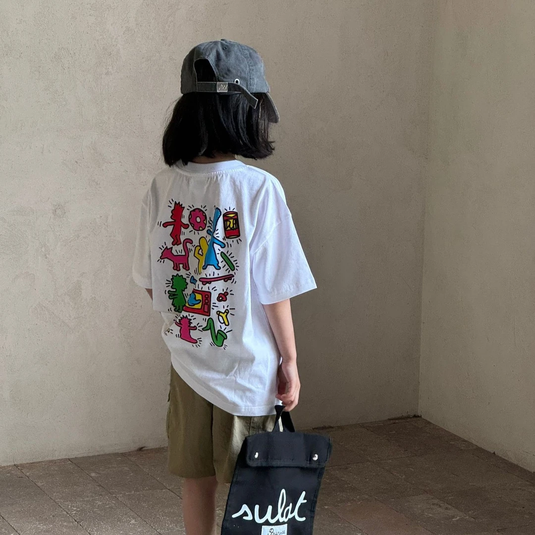 W272367【彩色普森】宽松百搭时尚儿童短袖