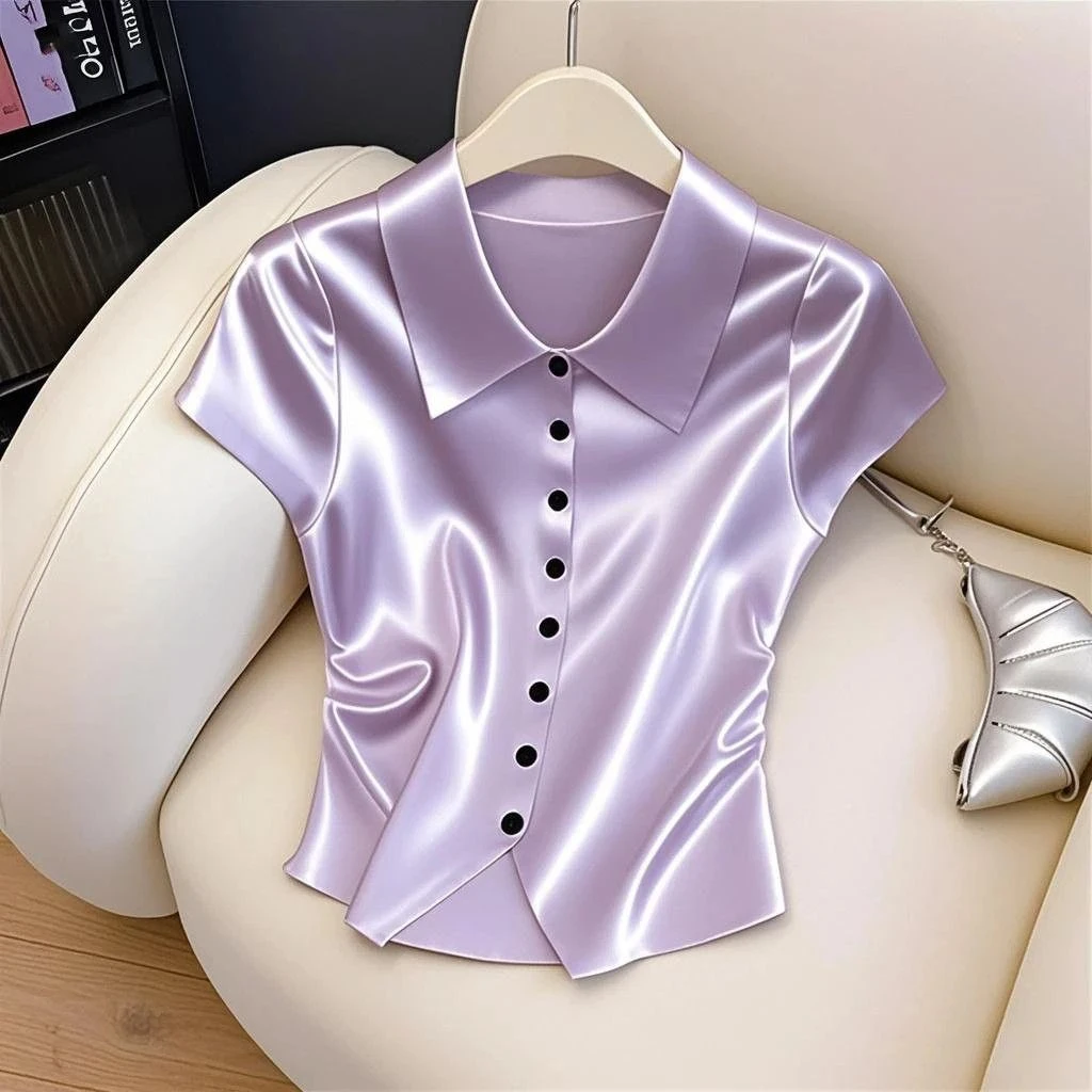 2025夏季新款洋气时尚气质高级感女装独特漂亮显瘦POLO领上衣T恤