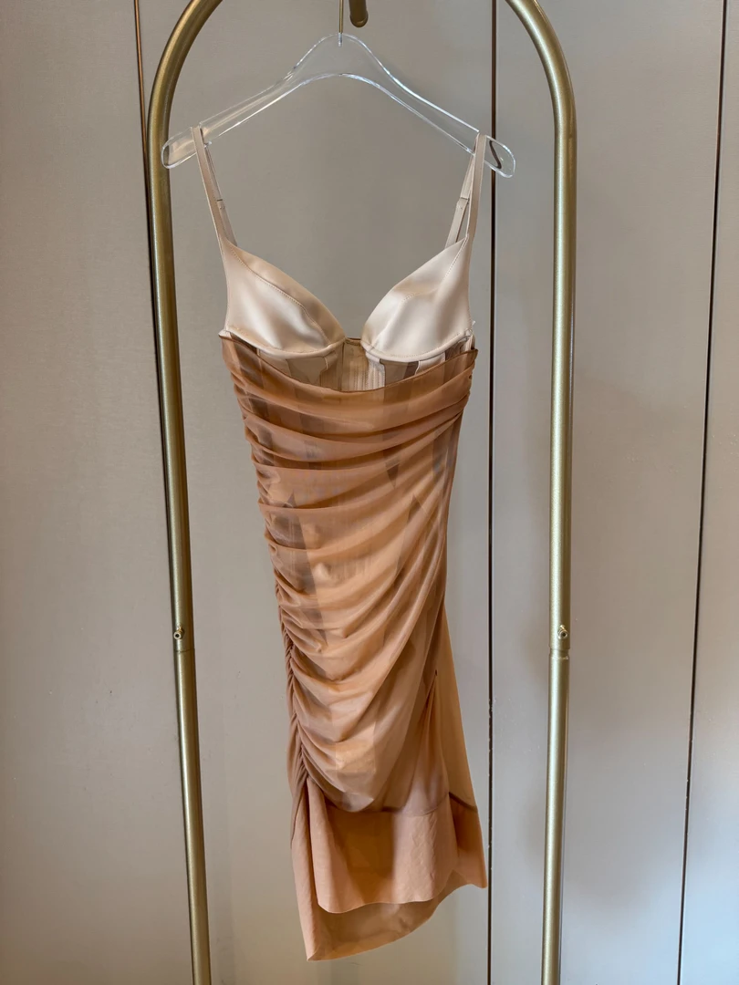 【大促秒杀款】GABBY 性感修身绢网印花细吊带连衣裙QC004