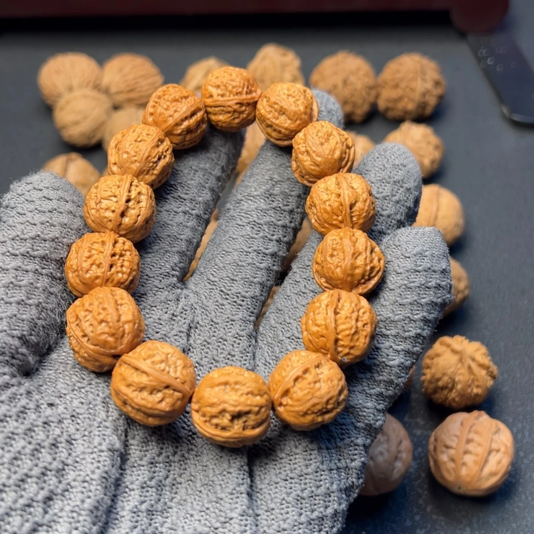 橘***水把件文玩核桃小方墩