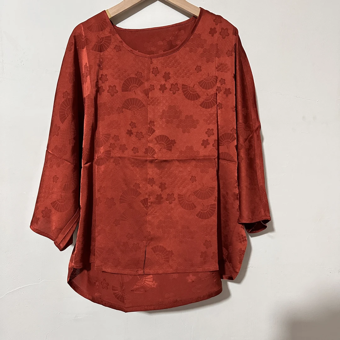 国风大码宽松提花小衫