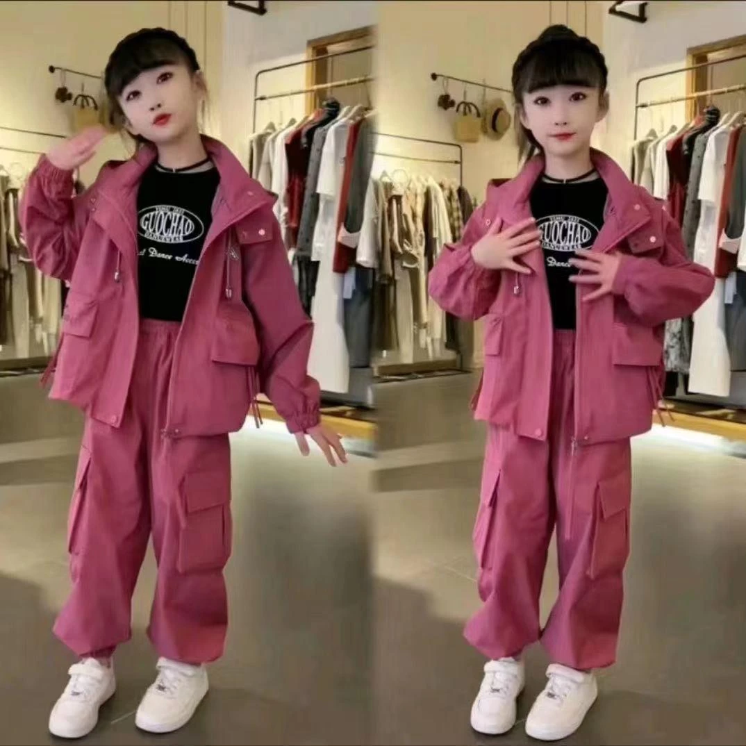 女童秋季工装套装2025新款儿童韩系网红炸街中大童洋气韩版春秋D