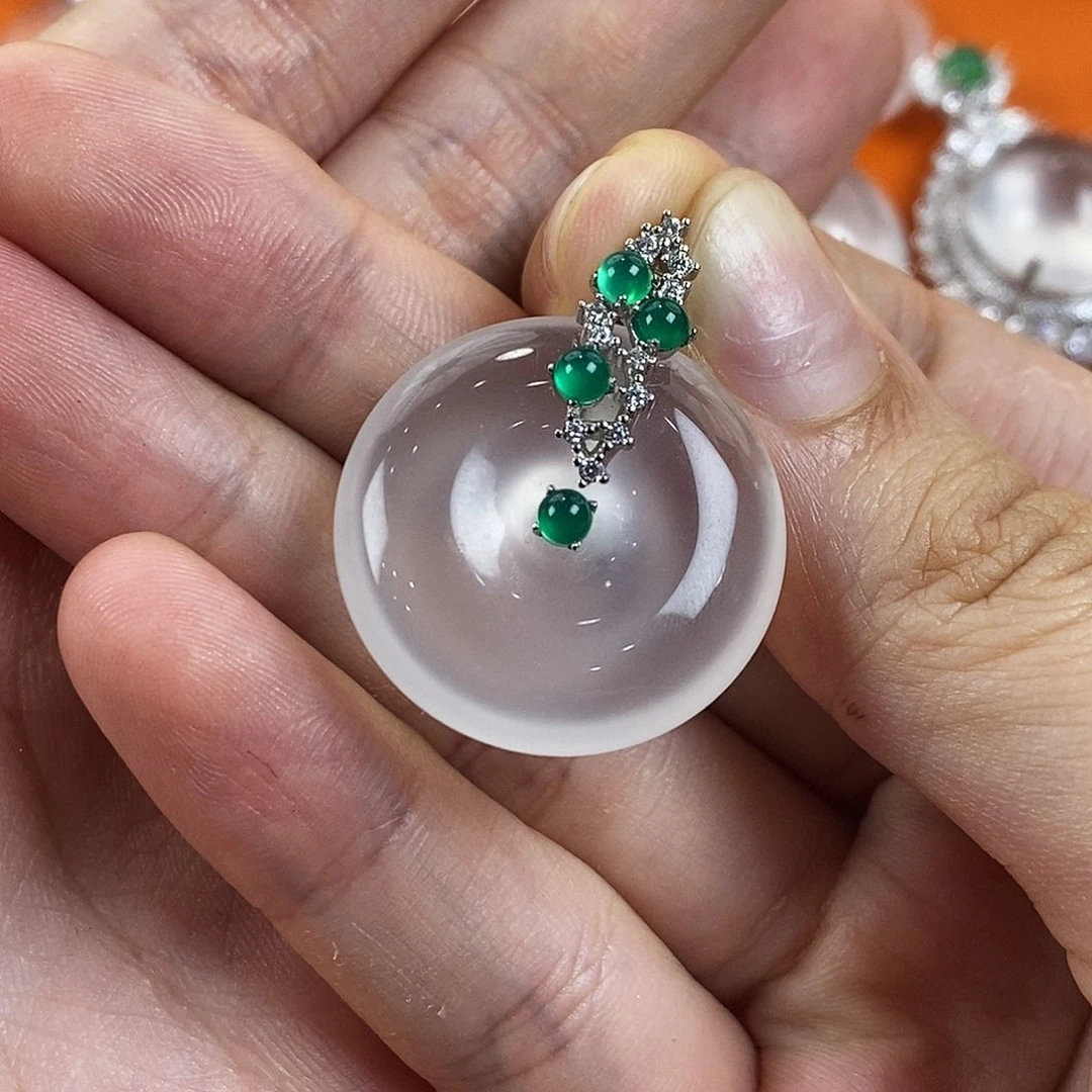 石英质玉银S925镀金镶嵌颈饰