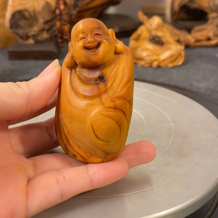 柏木（崖柏）崖柏弥勒佛手把件小摆件