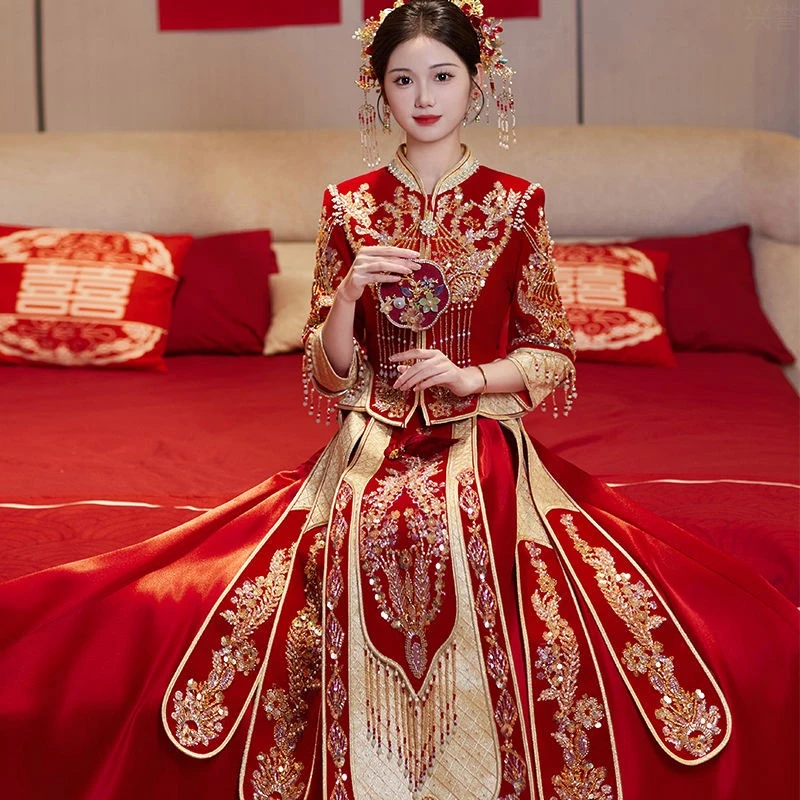 重工秀禾服新娘大码2025夏季新款中式婚服结婚敬酒服大码嫁衣高级