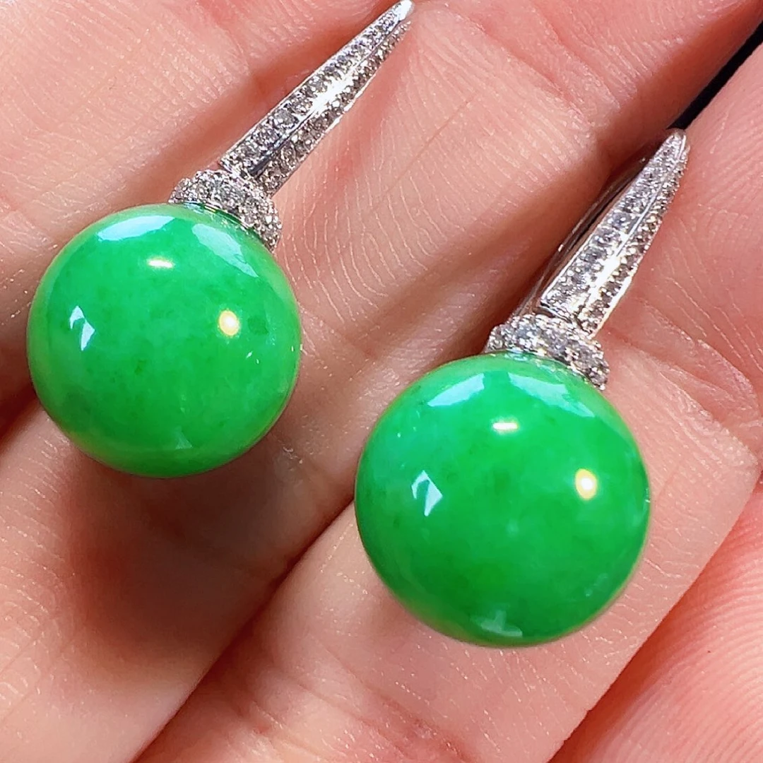 翡翠18K金镶嵌耳饰