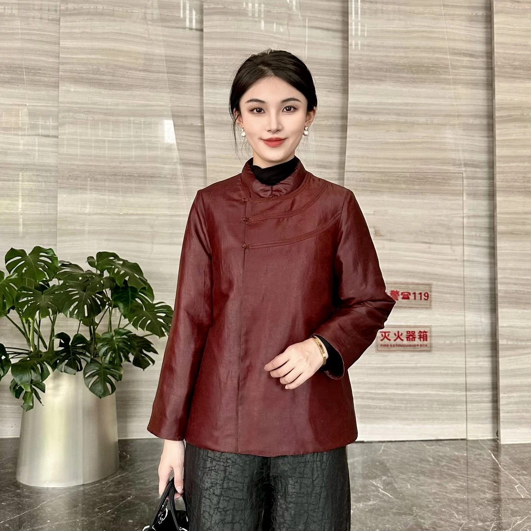 FSSIA韶菲丨冬季保暖香云纱100桑蚕丝填充里布桑蚕丝棉衣外套4111