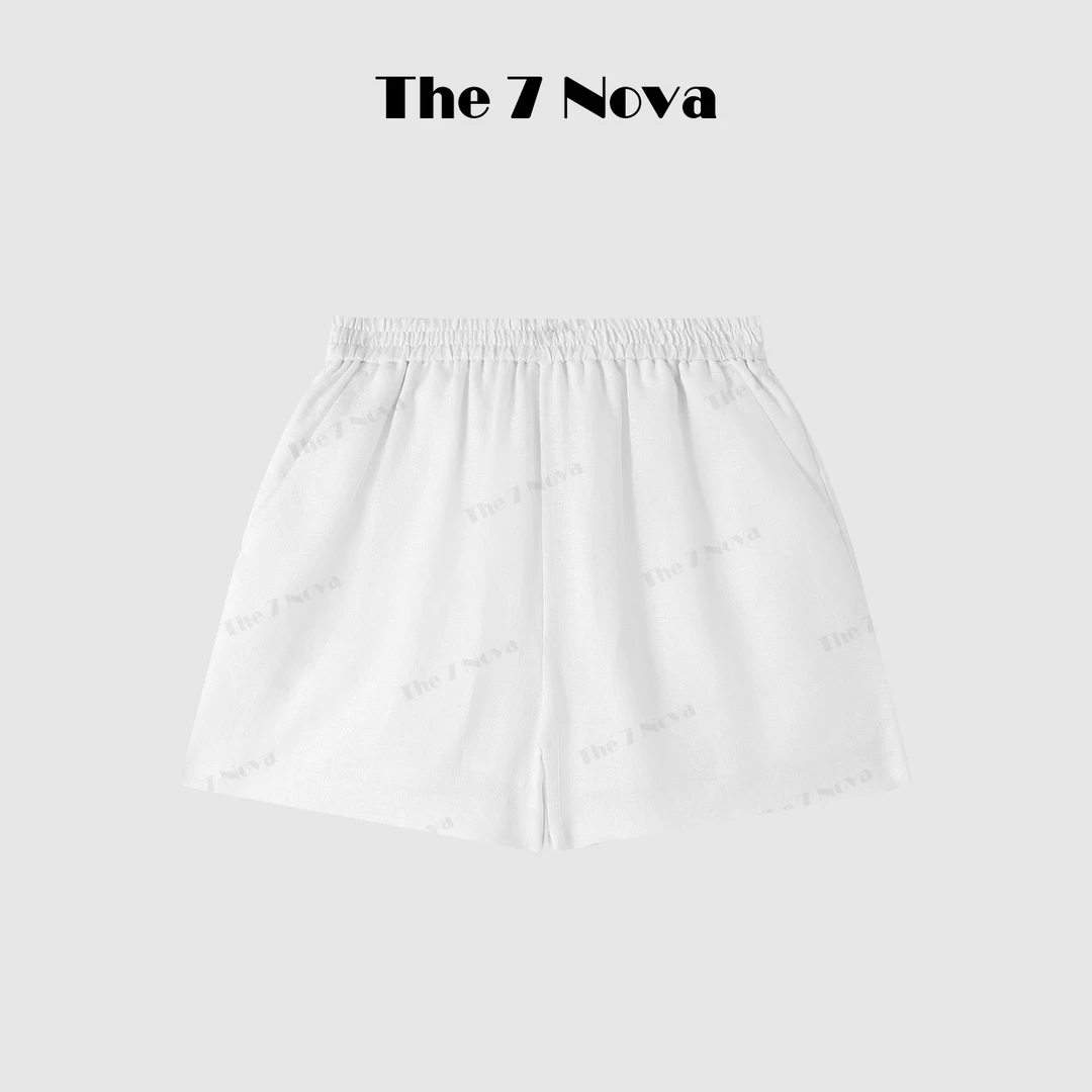 THE 7 NOVA『云端漫步』25ss白色100%亚麻简约百搭夏季短裤SGA3185
