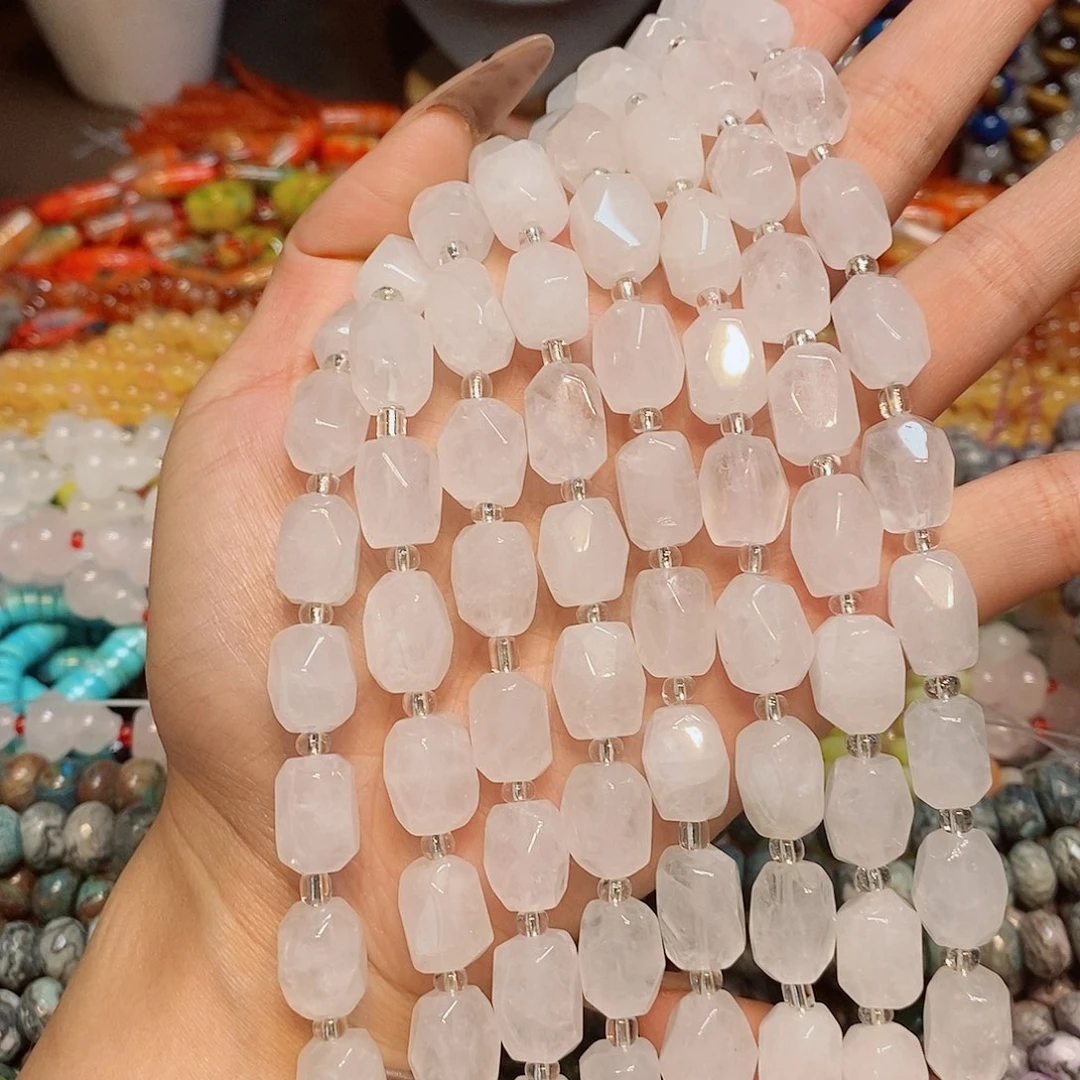 玛瑙/玉髓散珠天然白水晶长八棱一条