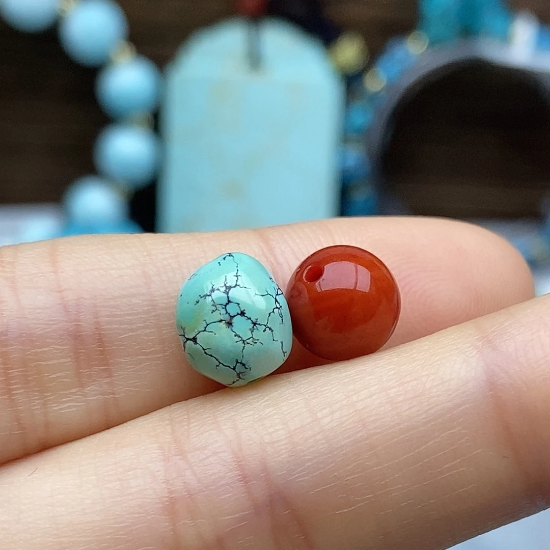 南红玛瑙未镶嵌水草纹豆子