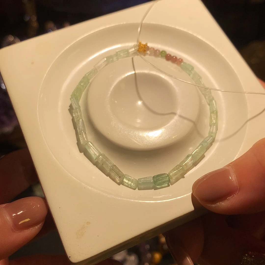 手链银S925镶嵌碧玺