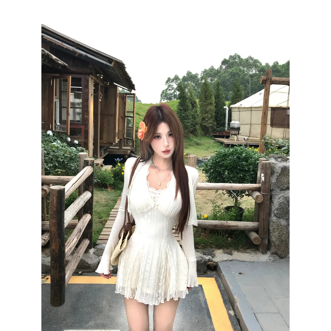 Mejiu蜜九【皎月灵姿】白色连衣裙辣妹设计纯欲风出游仙女裙女夏季