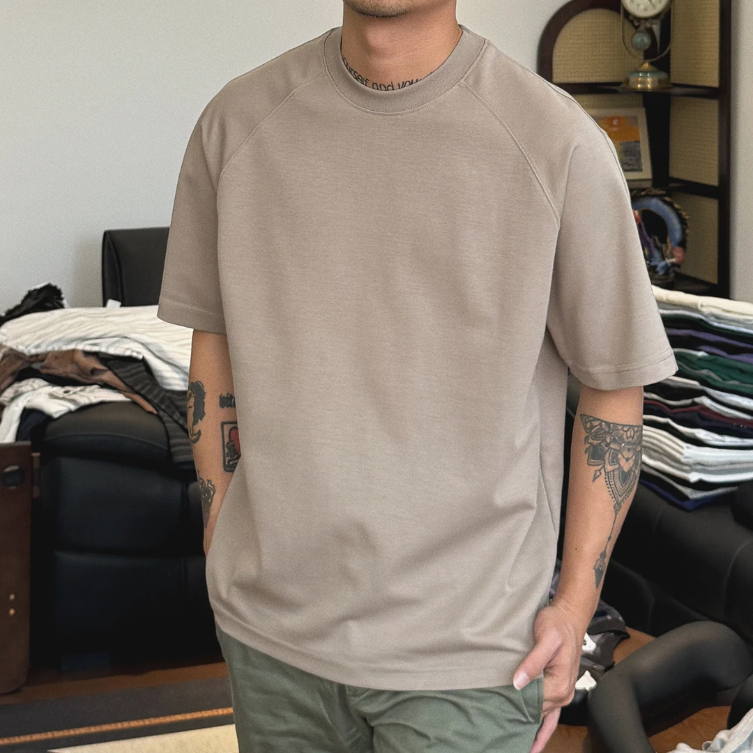 老颜原创新款260克重磅短袖男夏季基础款赛博棉纯色t恤宽松白色T