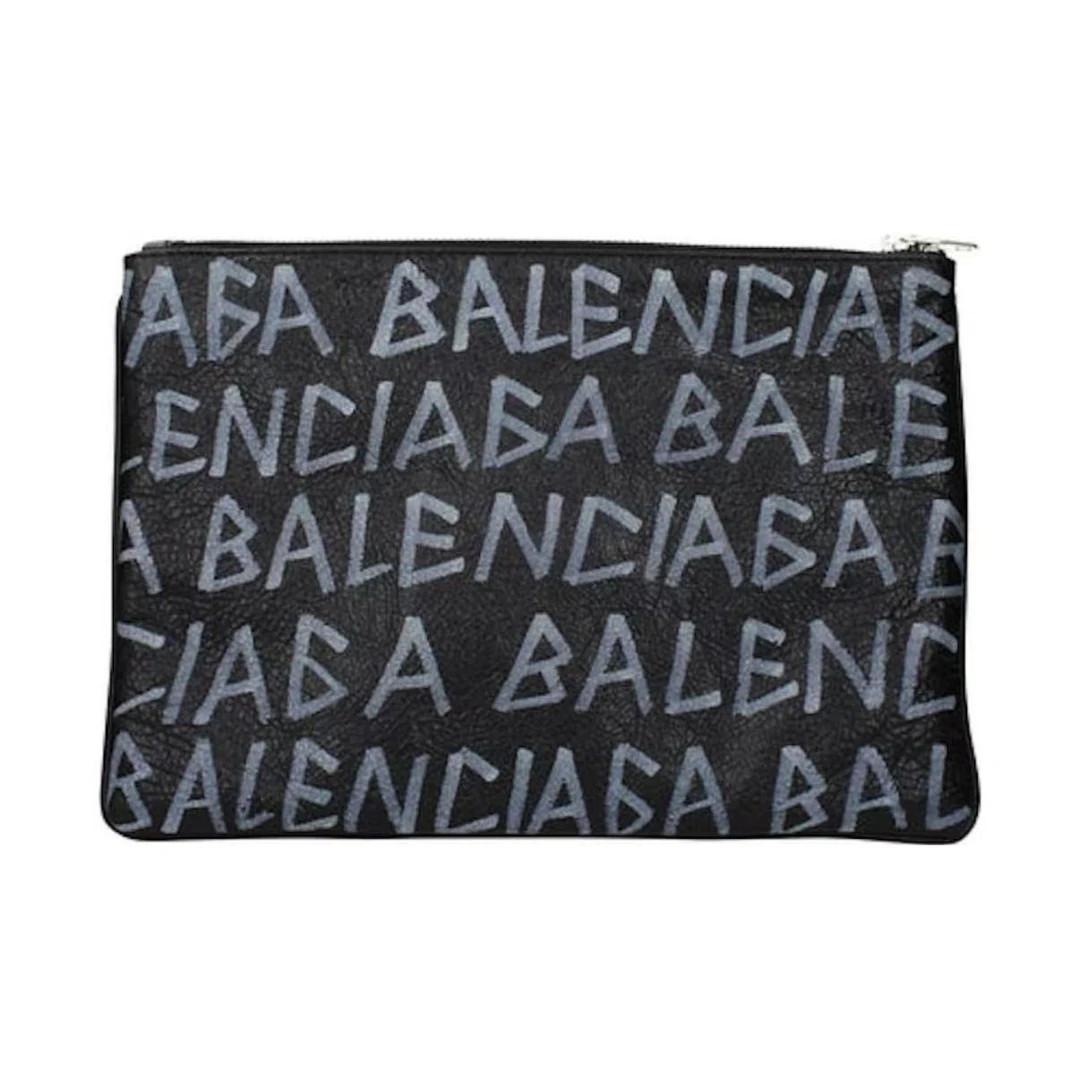 95新 Balenciaga/巴黎世家 【诗诗】英文涂鸦手拿包/BGG900530007