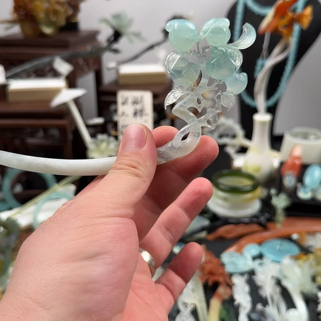 蛇纹石玉未镶嵌发饰