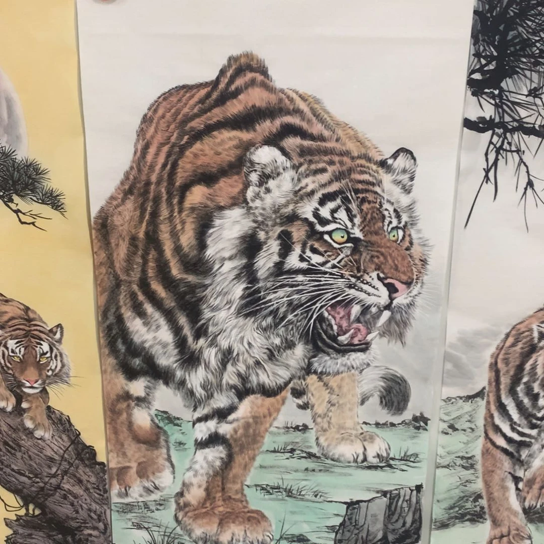 国画夕*四尺手绘老虎