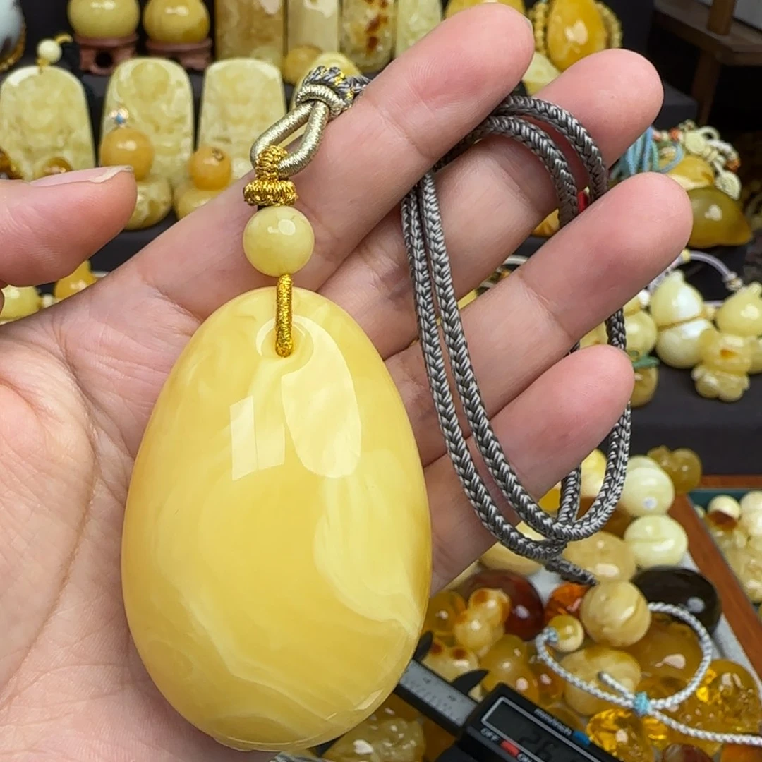 未镶嵌套链蜜蜡天然俄料蜜蜡水滴吊坠