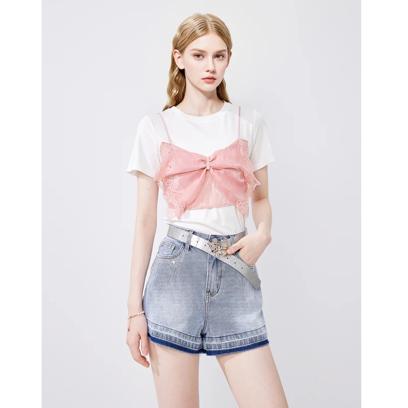 missCOCOON蝴蝶结抹胸两件套T恤0310