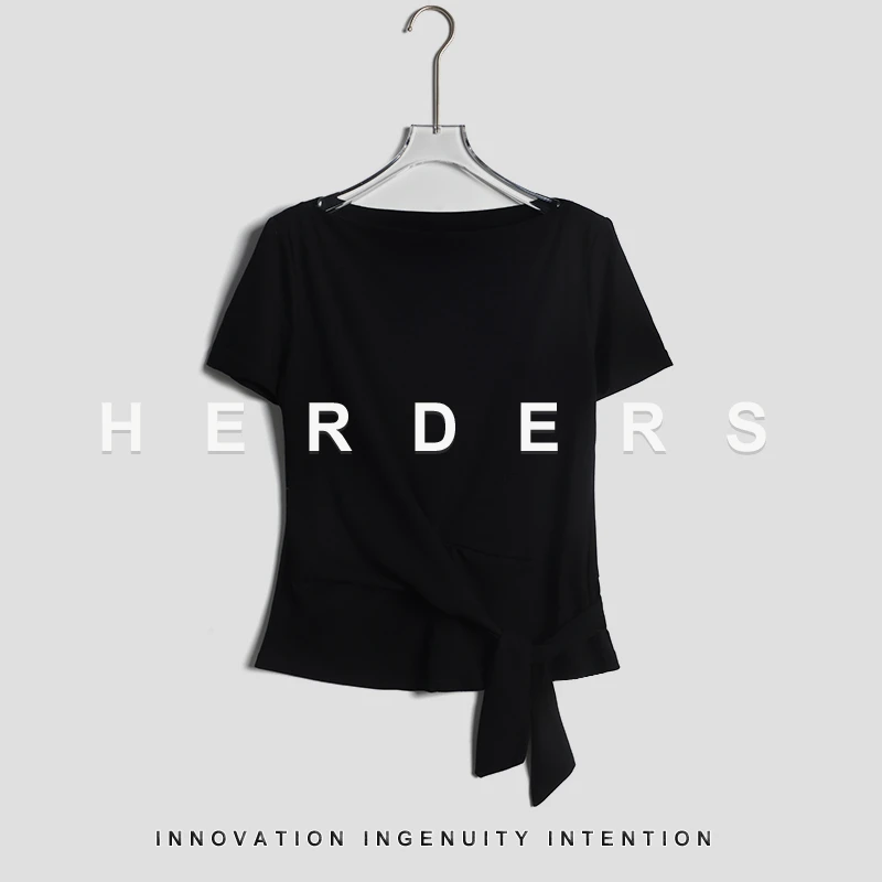 HERDERS 短款多色系带圆领T恤 253881