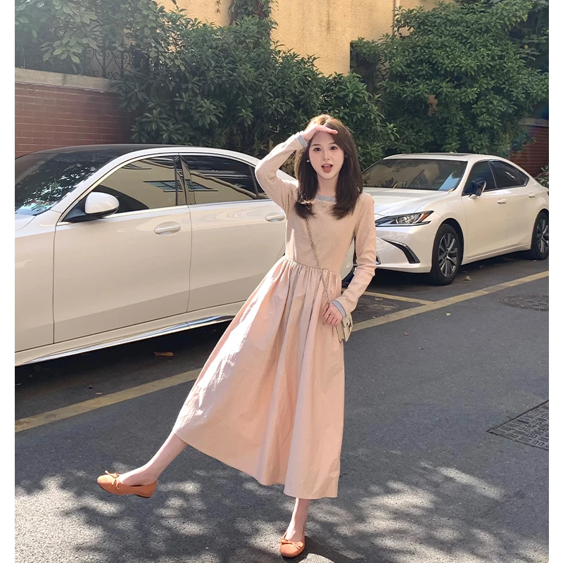 FUGUI RICH【 樱岛漫游】小个子领口撞色连衣裙女拼色裙 26241L2252