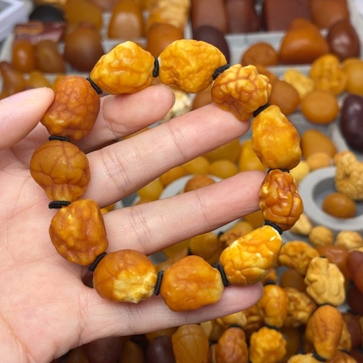 琥珀未镶嵌裸石天然蜜蜡手串