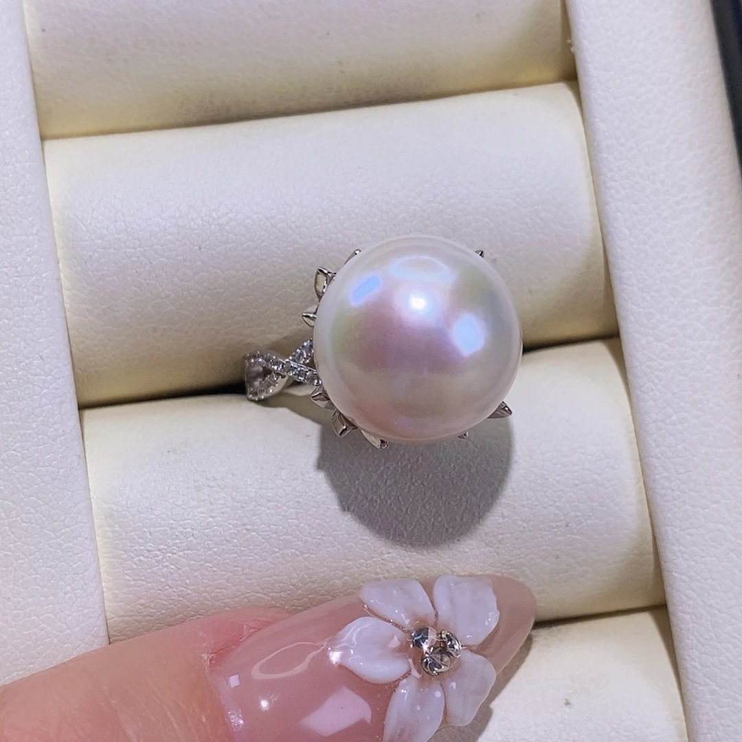 淡水珍珠戒指银S925镶嵌指**惑