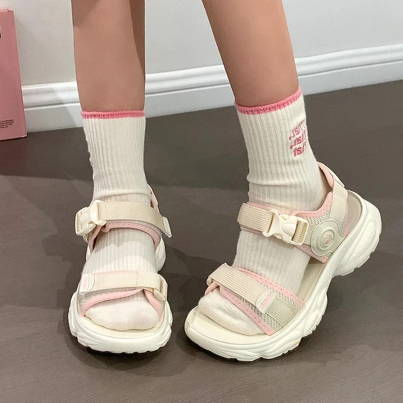 回力粉色凉鞋女2025夏季新款休闲运动外穿百搭厚底防滑软底沙滩鞋