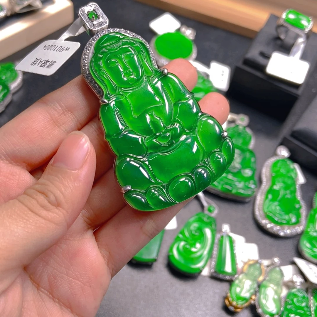 翡翠银S925镶嵌吊坠(不含链)