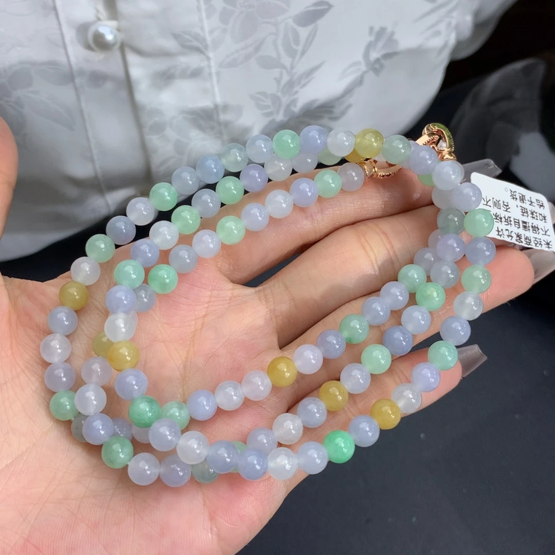 翡翠手链未镶嵌卡6冰胶多宝项链