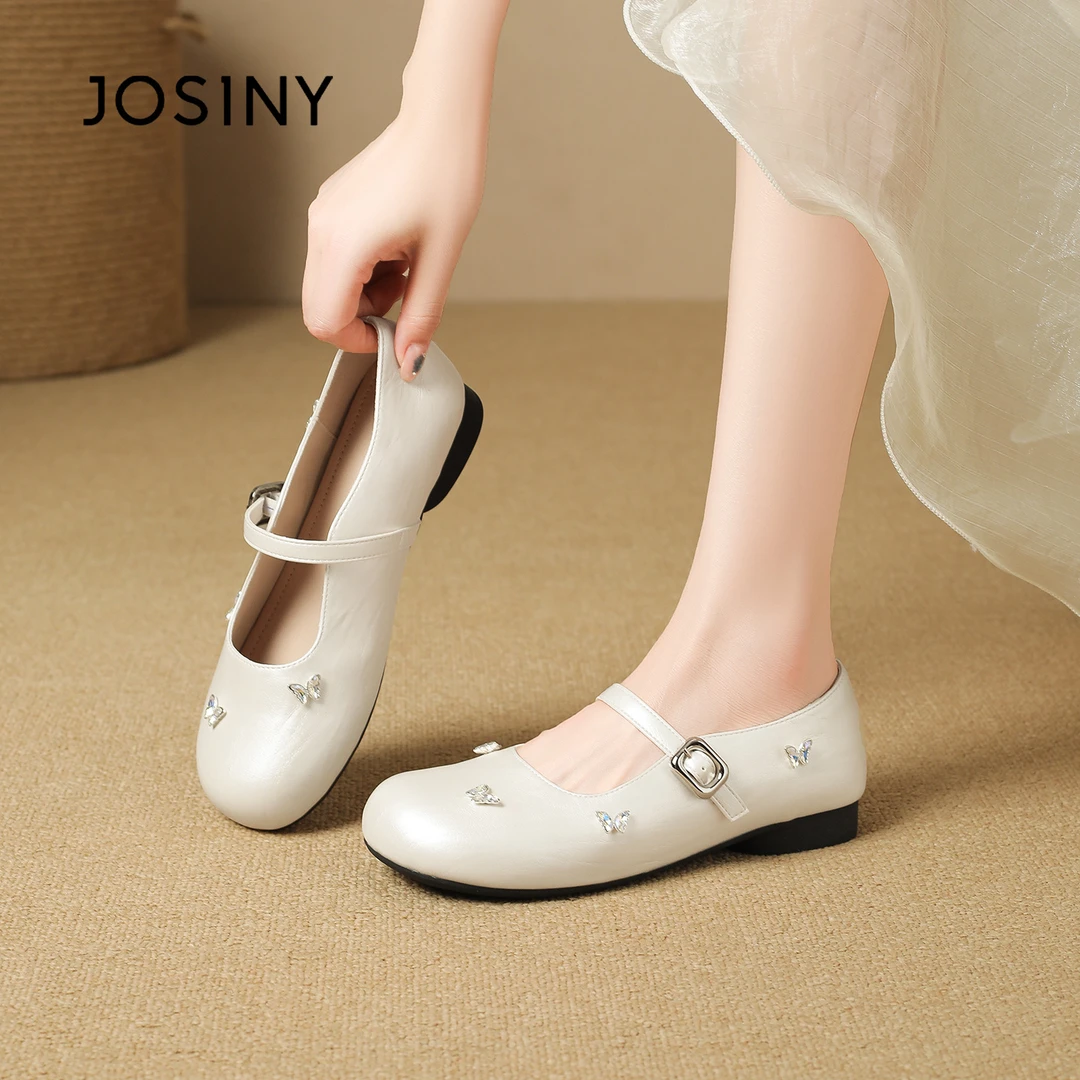 卓诗尼水钻玛丽珍鞋女2025秋季新款配裙子蝴蝶结单鞋优雅软底单鞋