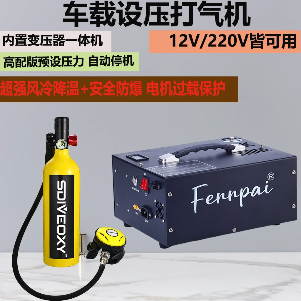 12V车载两用高压打气泵40mpa电动打气机高压充气泵30mpa打瓶专用