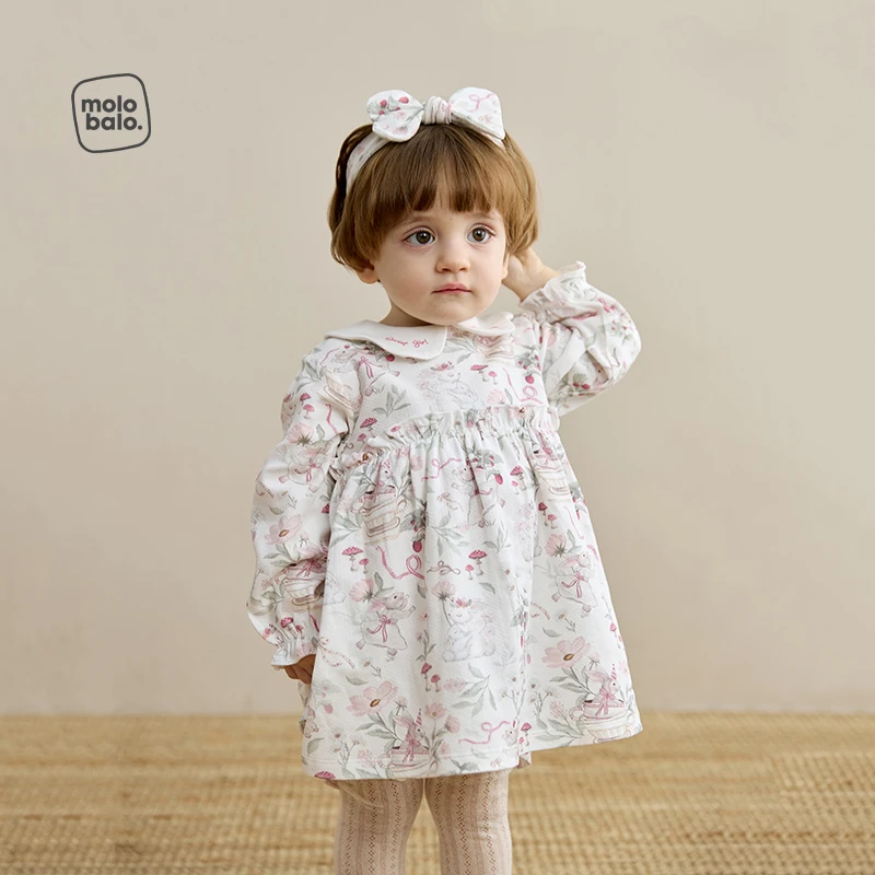 【轻风棉】麦拉贝拉女宝宝连衣裙纯棉长袖裙子春季娃娃领公主裙