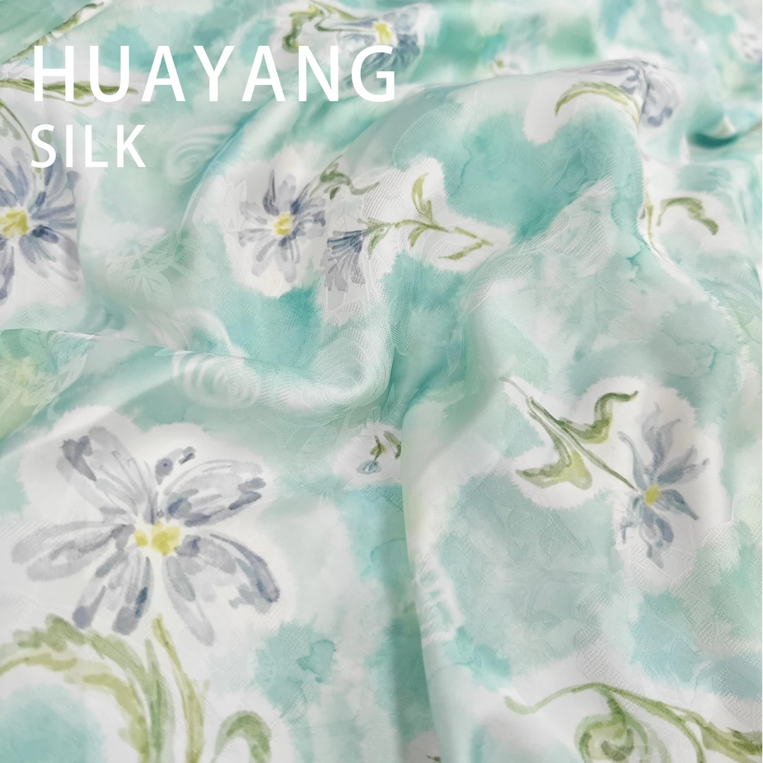 单面冰丝缎提花花萝新中式风格布料【HV9563】