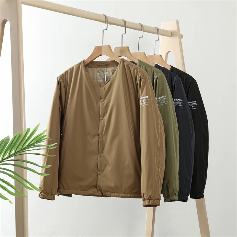 冬季男士棉服纽扣款轻便保暖休闲无领棉衣外套时尚百搭小棉袄7128