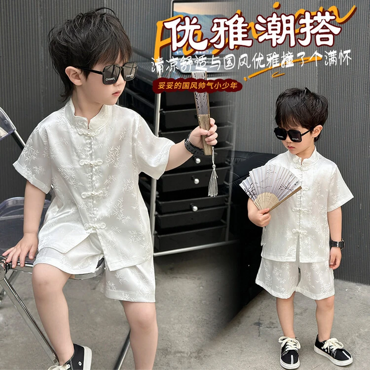 男童新中式国风套装2025儿童夏装复古汉服中小童夏季唐装衣服外出