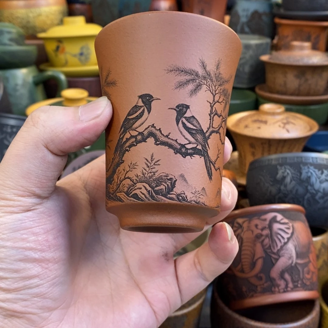 紫砂杯子宜兴全手工紫砂杯