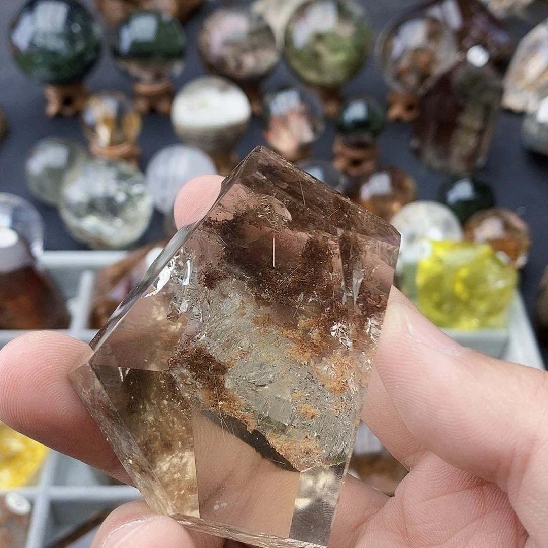 水晶天然水晶透亮光泽未镶嵌7*酱