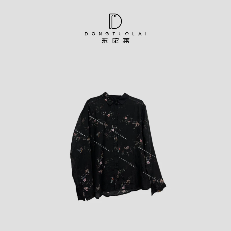 《天竺》衬衫气质常规款休闲百搭休闲宽松外套复古时尚夏季黑色