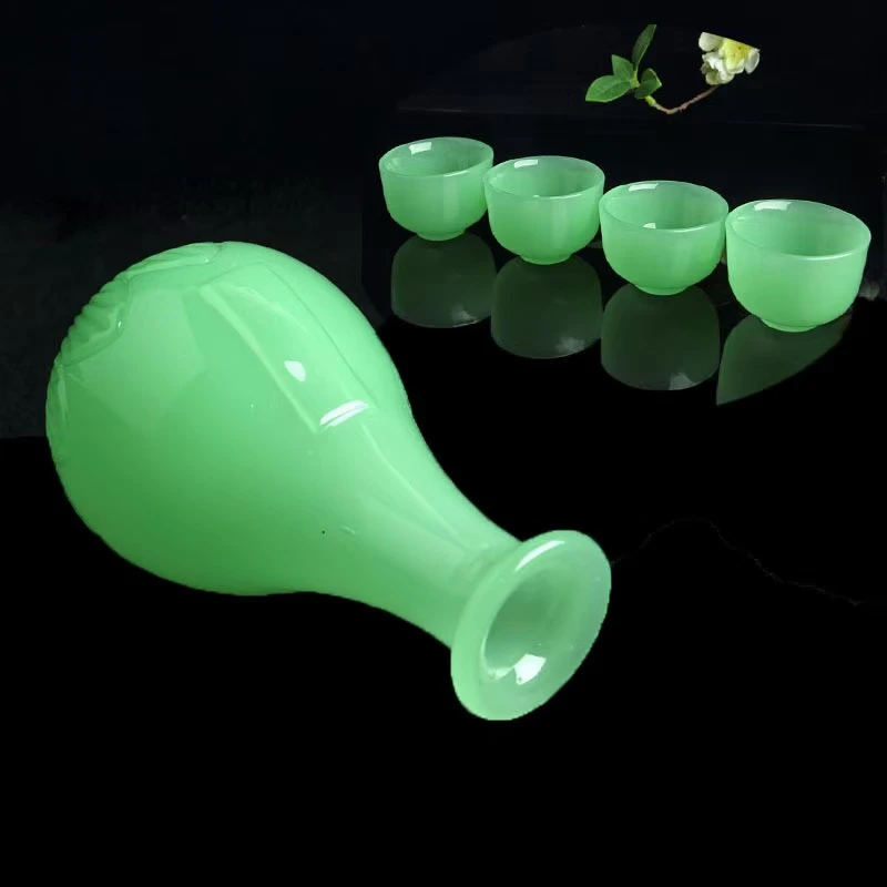 玉瓷琉璃酒壶白酒分酒器玻璃家用饭店中式创意酒壶醒酒器酒杯配件