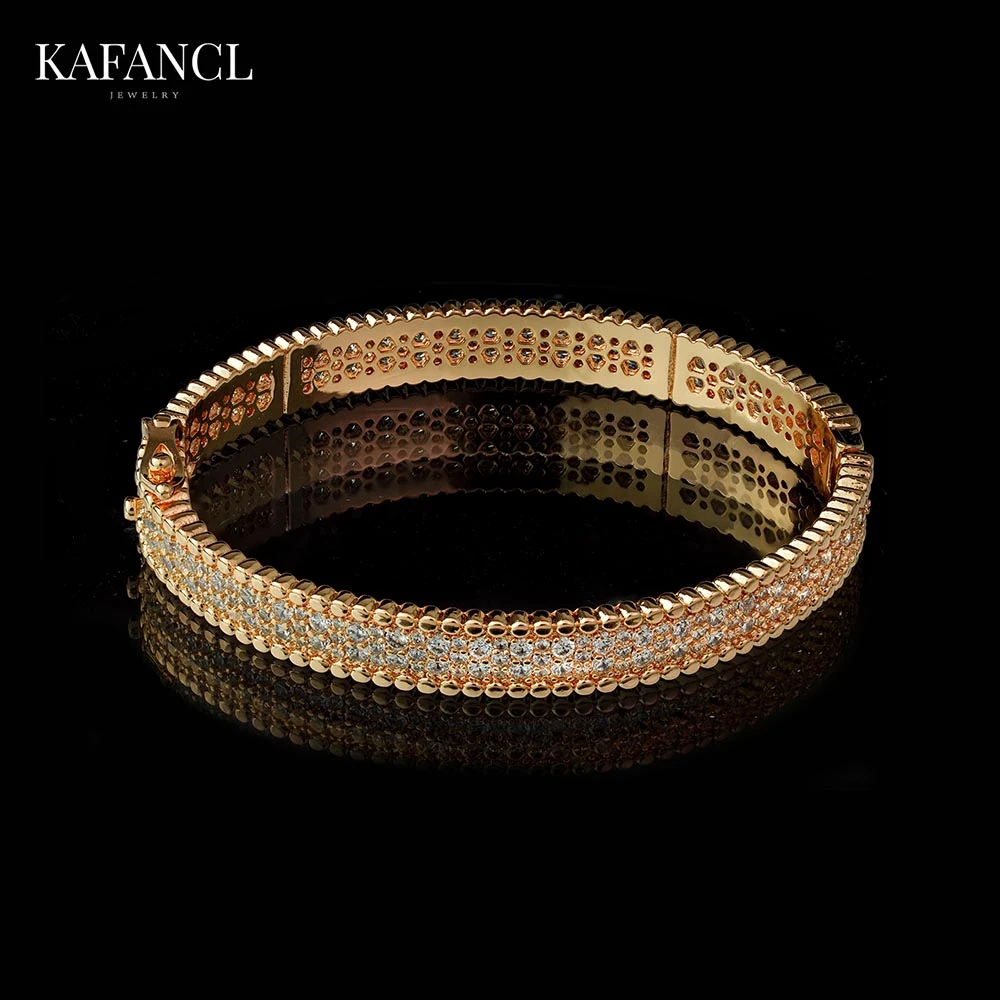 合金合成锆石手镯 镀K金 丝带三排镶手镯 ZF-C365