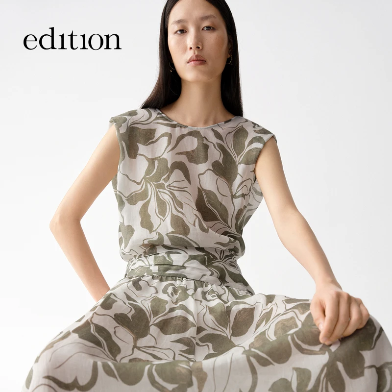 【商场同款】edition2025新款印花扭结无袖上衣#EBE2TOP035