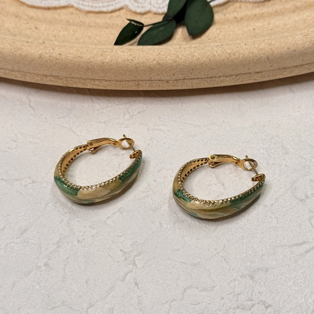 铜合金珐琅耳饰 【六六中古】孤品复古耳环th6635