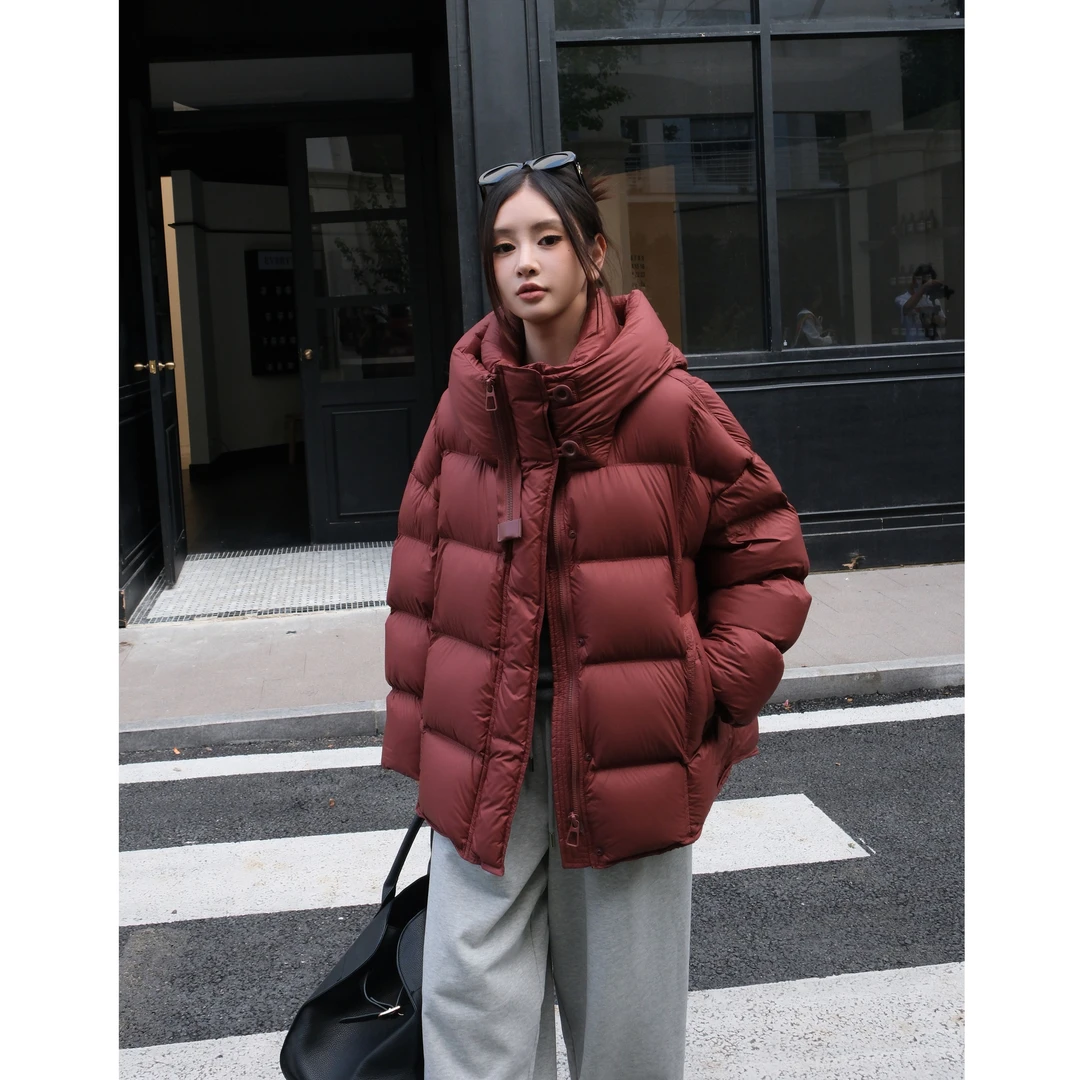 保暖羽绒服2024新款设计感泡芙感宽松休闲时尚连帽保暖外套8928