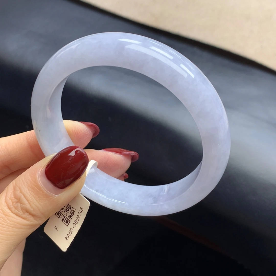 翡翠未镶嵌手镯淡紫色