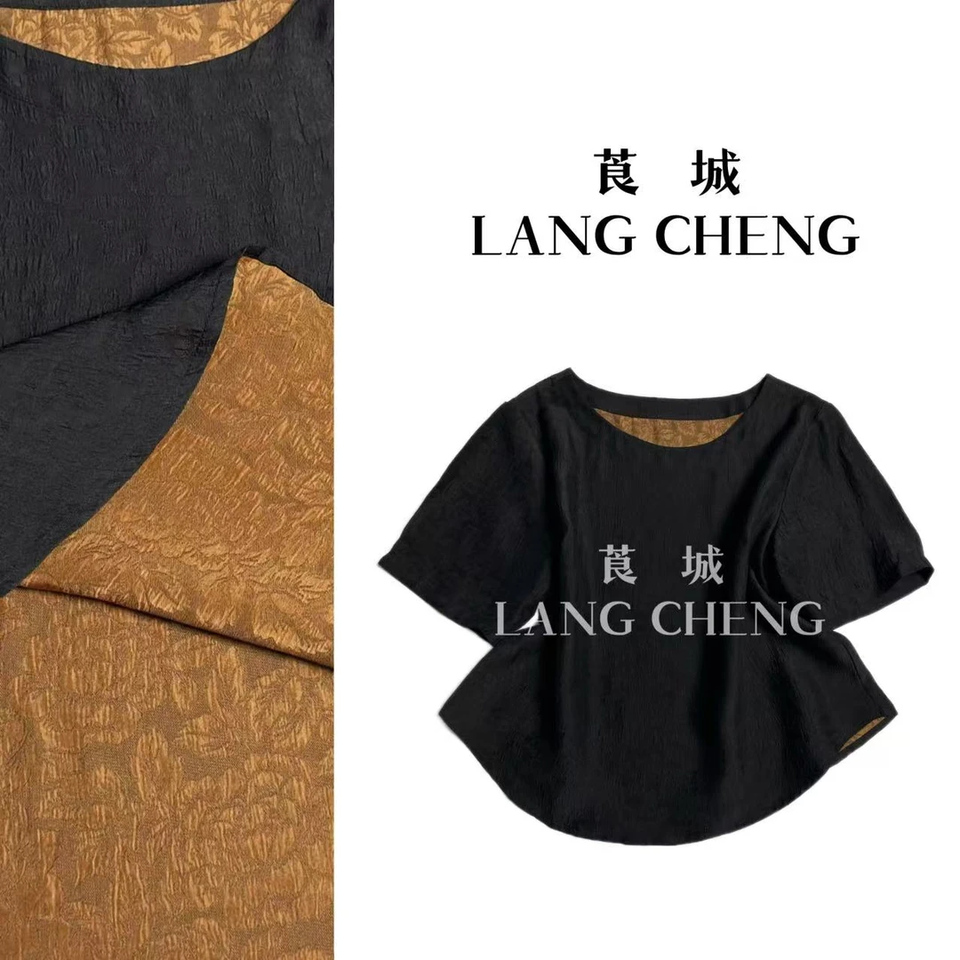 S2967 朝朝 高品质冠乐皱圆领提花透气舒适女款短袖