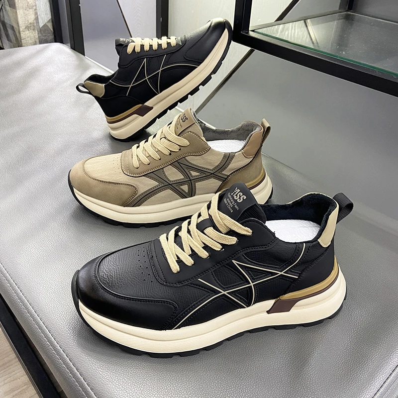 2025秋冬加绒保暖二棉鞋轻质软底男鞋运动鞋休闲鞋超纤皮百搭潮牌