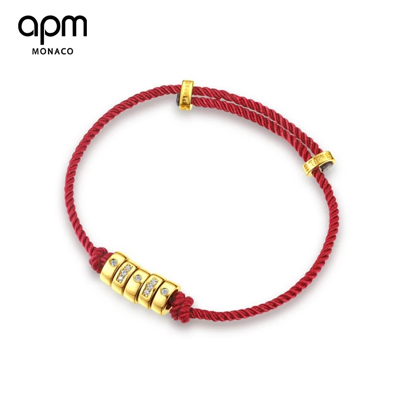 APM Monaco 925银合成锆石手链  SMILE摩斯密码尼龙手链YB4694OXR